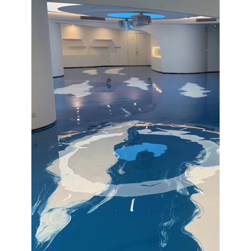 油性水墨地坪漆室内水泥地环氧树脂仿古艺术地板耐磨白色泼墨地面
