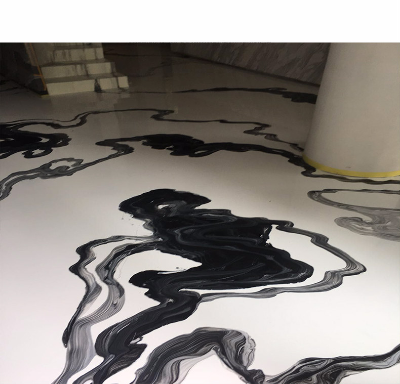 油性水墨地坪漆室内水泥地环氧树脂仿古艺术地板耐磨白色泼墨地面