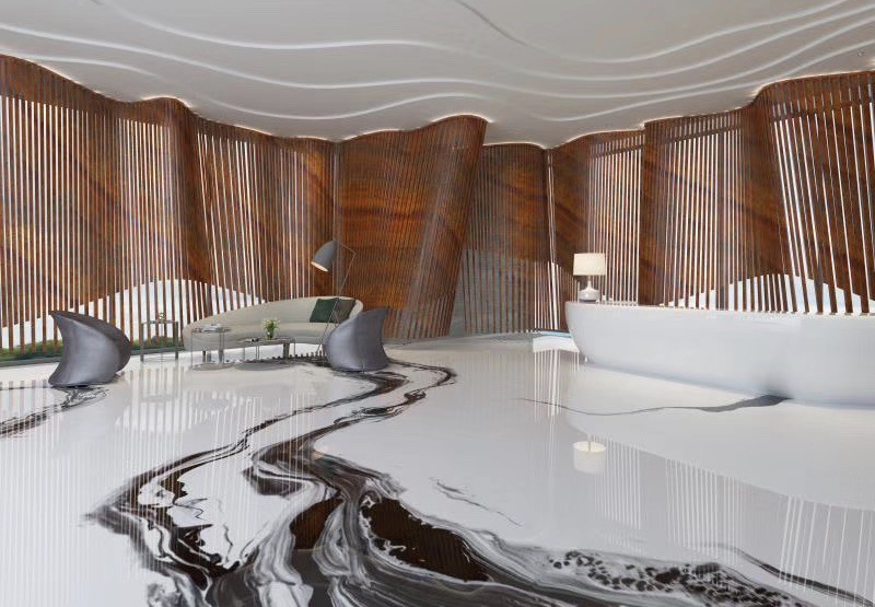 水墨地坪漆艺术涂料室内民宿酒店展厅中国风复古地面漆环氧树脂