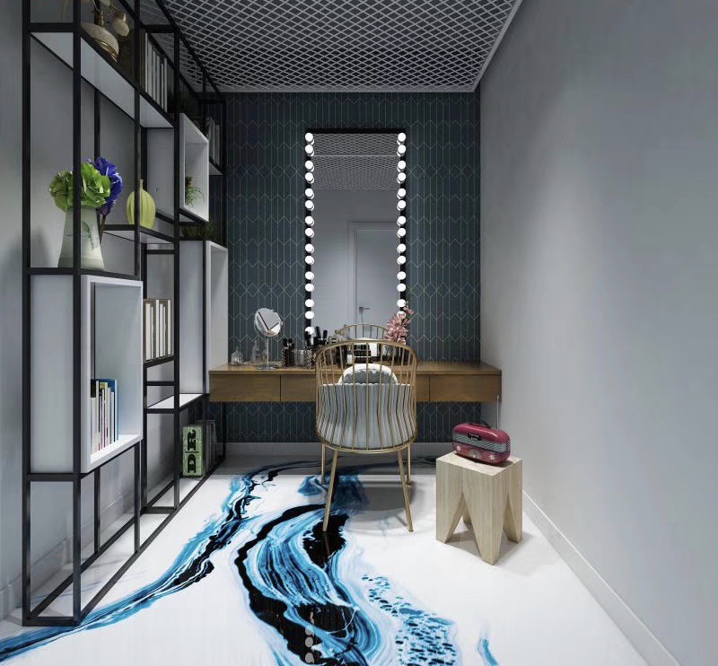 水墨地坪漆艺术涂料室内民宿酒店展厅中国风复古地面漆环氧树脂